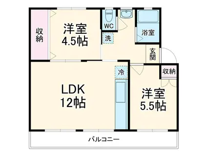 西三田4-3(2LDK/5階)の間取り写真