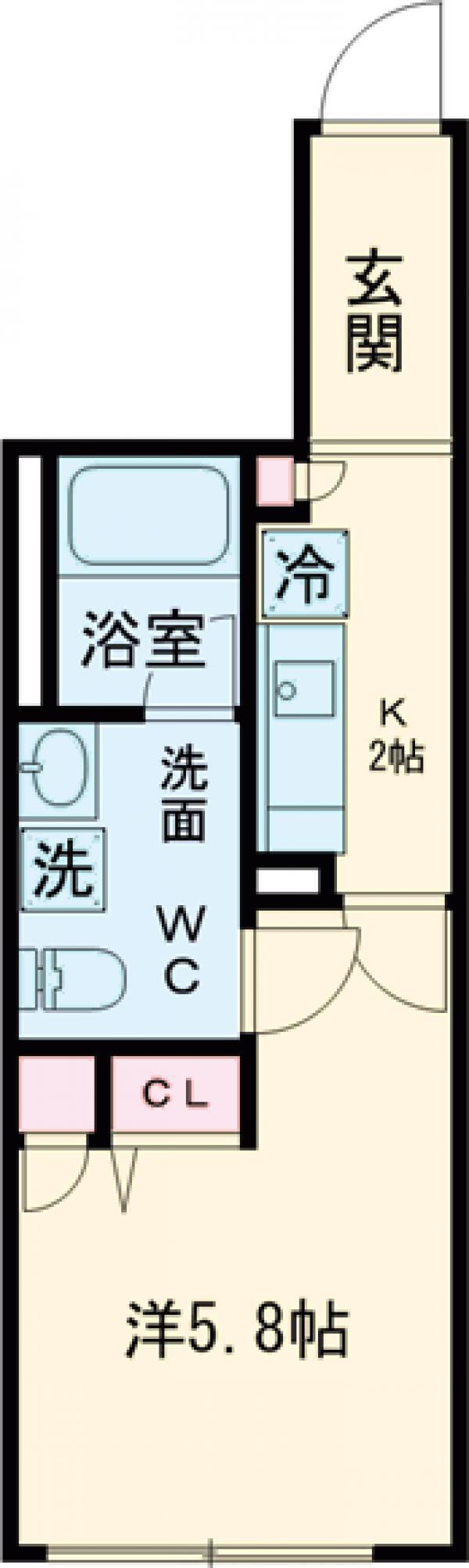 BARK LANE 学芸大学(1K/3階)の間取り写真