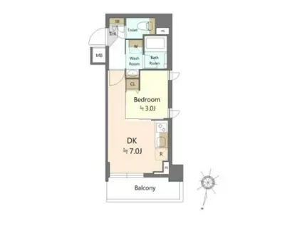 SHOKEN RESIDENCE西馬込(1DK/4階)の間取り写真