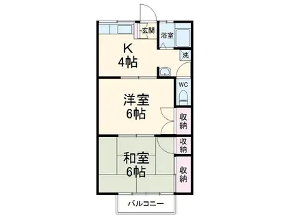 フォレット南(2K/2階)の間取り写真