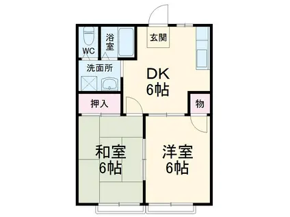 メゾンブルー 樹(2DK/1階)の間取り写真