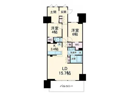 ザ・パークハウス本厚木(2LDK/15階)の間取り写真