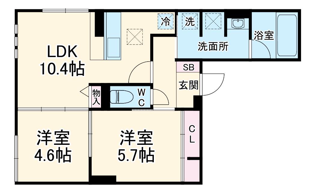 ルサンティエ一社(2LDK/1階)の間取り写真