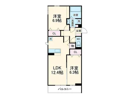 メゾンセリーブ(2LDK/2階)の間取り写真