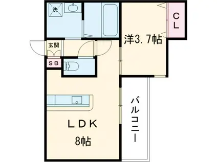 パティオ五十川(1LDK/1階)の間取り写真