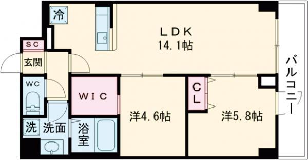 KDXレジデンス上板橋(2LDK/5階)の間取り写真