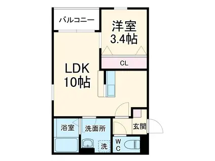 LECOCON四日市Ⅷ(1LDK/1階)の間取り写真