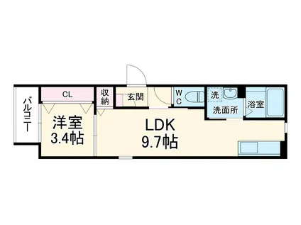 LECOCON四日市Ⅷ(1LDK/2階)の間取り写真