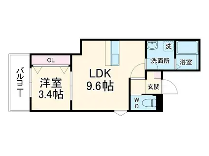 LECOCON四日市Ⅸ(1LDK/3階)の間取り写真