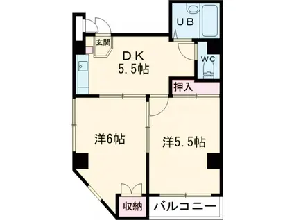 クレッシェンド1(2DK/3階)の間取り写真