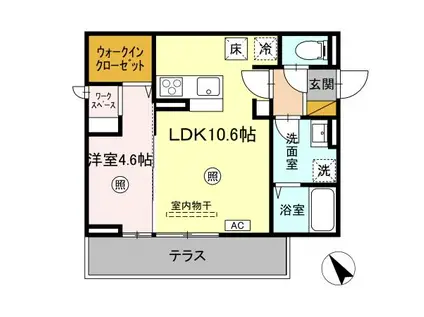 エルブ・バレ(1LDK/1階)の間取り写真
