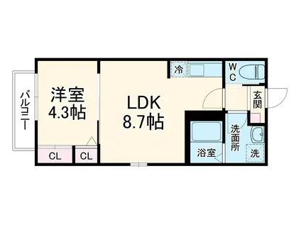 カーサ・マミール(1LDK/2階)の間取り写真