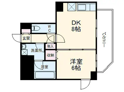 ティーリーフ横浜モデルノ(1DK/4階)の間取り写真