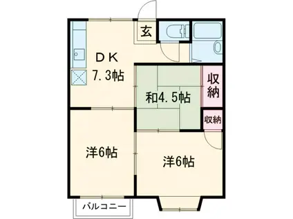 エレガントハイツB(3DK/2階)の間取り写真