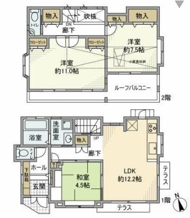 小田急電鉄江ノ島線 桜ケ丘駅 徒歩23分 2階建 築27年(3LDK)の間取り写真