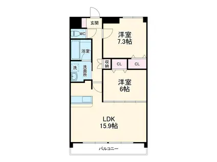 アクア・レガーレステージⅡ(2LDK/3階)の間取り写真