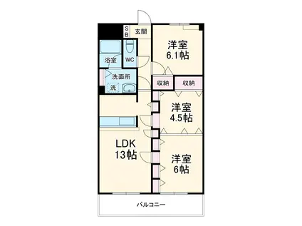 パークサイド長坂(3LDK/2階)の間取り写真