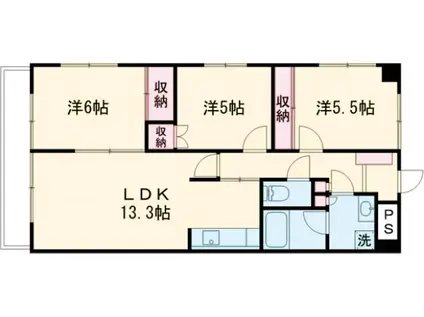 クロワサンス(3LDK/6階)の間取り写真