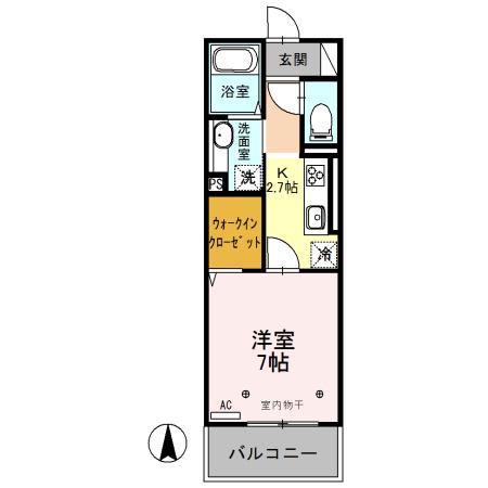 プレミストⅢ(1K/3階)の間取り写真