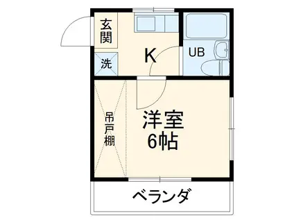 ホワイトハウスA棟(1K/2階)の間取り写真