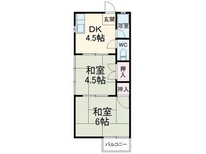 フォーブル内野(2DK/1階)の間取り写真