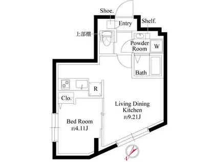 エルファーロ明大前Ⅲ(1LDK/2階)の間取り写真