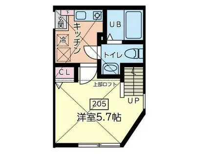 MONT SERENITY 麻溝台(1K/2階)の間取り写真