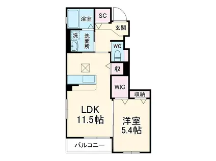 ベルマリエA(1LDK/1階)の間取り写真