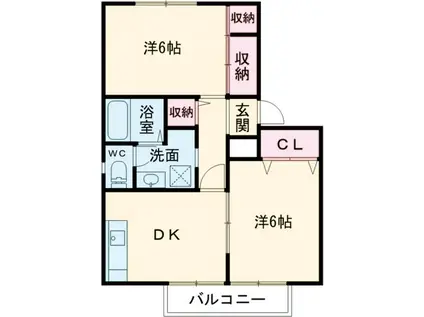 ヴィラ愛宕台(2DK/1階)の間取り写真