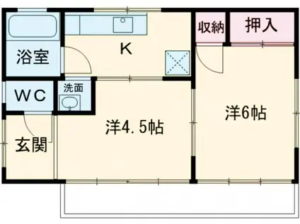東北本線 石橋駅(栃木) 徒歩9分 1階建 築58年(2K)の間取り写真
