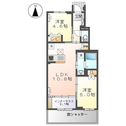 北方町中島字東郷AP(2LDK/1階)の間取り写真