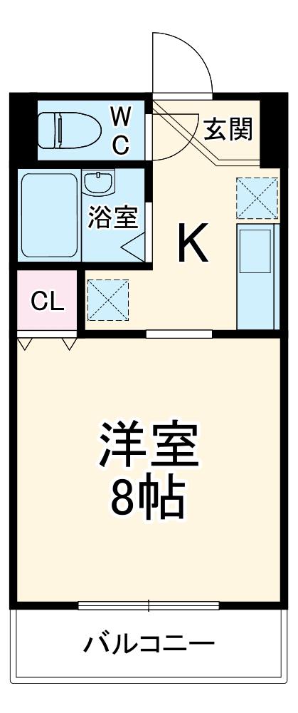 名古屋市東山線 本陣駅 徒歩14分 3階建 築26年(1K/2階)の間取り写真
