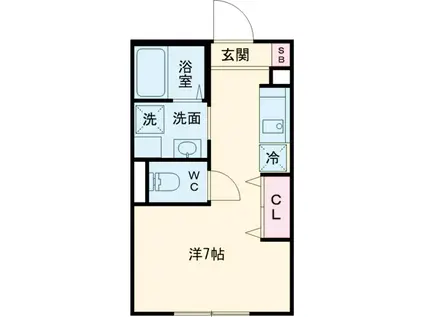 コルビジェⅣ(ワンルーム/1階)の間取り写真