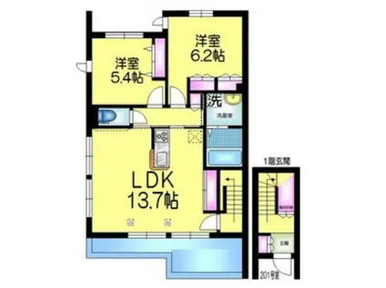 タウンハウスMH(2LDK/2階)の間取り写真
