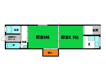 西郷通2丁目平屋テラスハウス(2K)の間取り写真