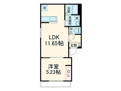南浦和3丁目(1LDK/2階)の間取り写真