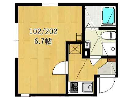 アザーレ・パッシオ向ケ丘遊園Ⅱ(1K/1階)の間取り写真
