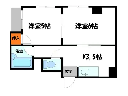 アールアイ八雲マンション(2K/3階)の間取り写真