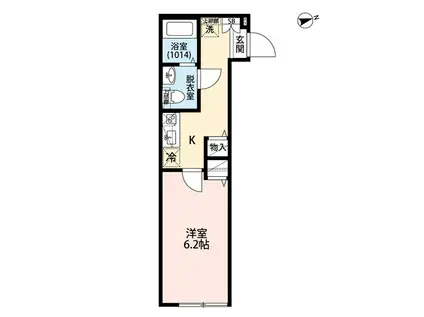 エクセラン竹ノ塚(1K/1階)の間取り写真