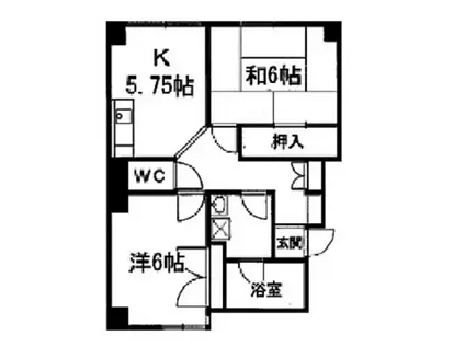星野マンション(2K/4階)の間取り写真
