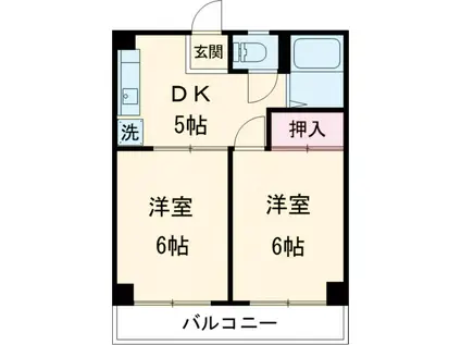 チェリーマンション結城(2DK/3階)の間取り写真