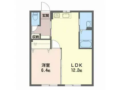 フロールΜA(1LDK/2階)の間取り写真