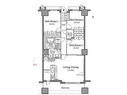 ザ・レジデンス本牧 横浜ベイサイド(3LDK/4階)の間取り写真