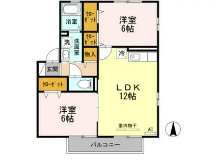 ヒラソル(2LDK/1階)の間取り写真