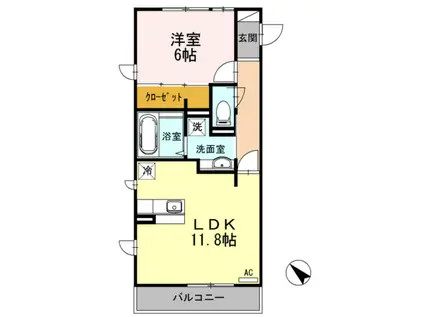 ドルチェヴィータ(1LDK/2階)の間取り写真