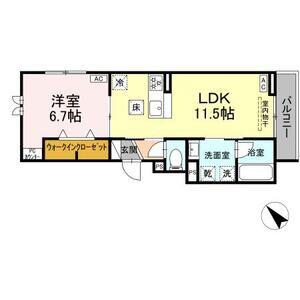 GRAND D-ROOM大秋(1LDK/2階)の間取り写真