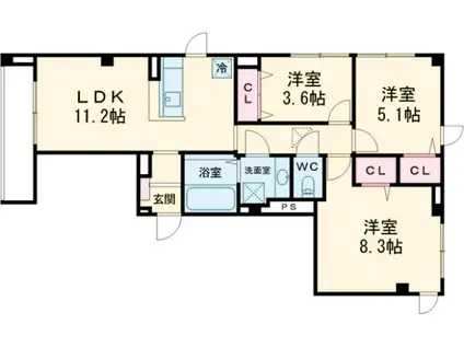 JOS RESIDENCE 高田馬場(3LDK/2階)の間取り写真