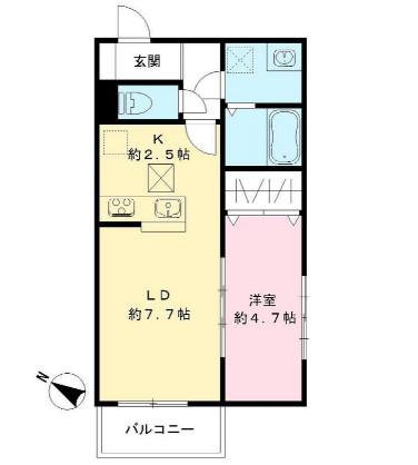 玉南ビル (1LDK/1階)の間取り写真