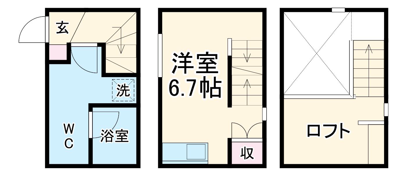 Ｃｉｅｌ　ｓｅｒｅｉｎ（シエルスラン）(1K)の間取り写真