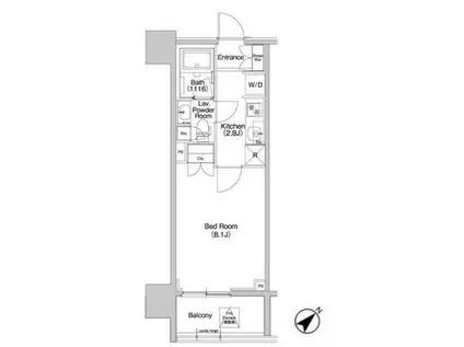 コンフォリア品川イースト(1K/2階)の間取り写真